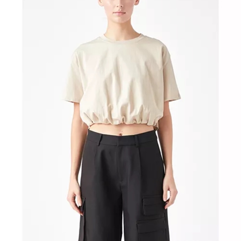 GREY LAB Cream Puff Hem Crop Top